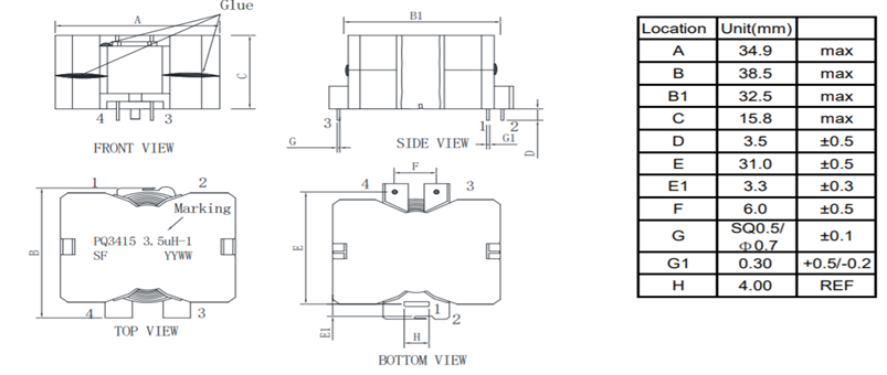 Main transformer suitable for household photovoltaic micro-inverter—PQ34 high-frequency transformer 